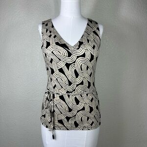 Ann Taylor Size M Vintage Womens T-Shirt Geometric Sleeveless Belt Bohemian.